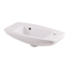 Umywalka ścienna ceramiczna GoodHome Musi 50,5 x 24 cm z otworem na armaturę biała