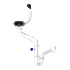 Syfon do zlewozmywaka 1-komorowego Laveo 3,5" korek manulany czarny