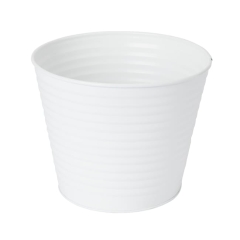 Doniczka metalowa GoodHome prążkowana 17 cm biała