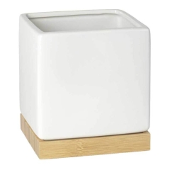 Osłonka doniczki Bamboo kwadratowa 16 cm biała