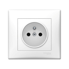 Gniazdo pojedyncze Schneider Electric Sedna z uziemieniem białe
