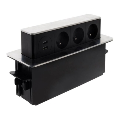 Listwa wysuwana Otio pozioma 3 gniazda z uziemieniem 2 USB 3 x 1,5 mm2 2 m