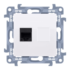 Gniazdo komputerowe RJ45 pojedyncze Kontakt-Simon S10 z uziemieniem kat 5e białe