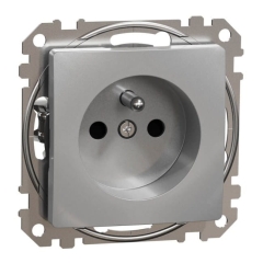 Gniazdo pojedyncze Schneider Electric Sedna Design&Elements z przesłoną aluminium