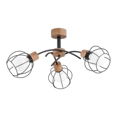 Lampa wisząca Alfa Paloma 3-punktowa E27 czarna / drewno