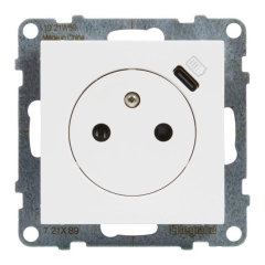 Gniazdo pojedyncze Legrand Suno USB X1C z uziemieniem białe