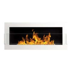Biokominek wiszący z szybą 900 x 400 mm biały połysk