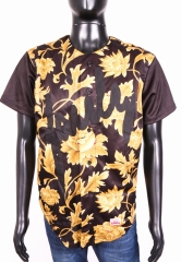 *Sik Silk Mens Shirt Short Sleeve Flowers size M