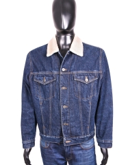 Bamboo Mens Jean Jacket Fur Neck Jeans L