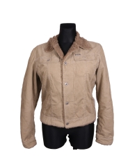 Diesel Womens Jacket Suede Fur Neck Beige 40