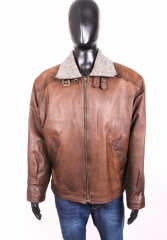Kppic Mens Leather Jacket Vintage Warmed Brown L