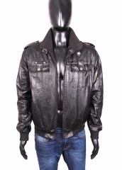  Woolrich Mens Jacket Faux Leather Epaulets Black L