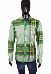 *Unbroken Style Mens Shirt Marjuana Checks Green L