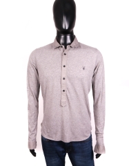*Allsaints Mens Polo Shirt Rugby Longsleeve Grey XS
