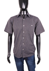 Lacoste Silver Mens Shirt Short Sleeve Stripes size 39