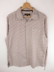 BEN SHERMAN SHIRT TOP ORIGINAL PREMIUM SPOTTED STRIPED BEIGE VTG size L