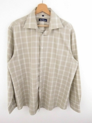 BEN SHERMAN VINTAGE SHIRT TOP ORIGINAL PREMIUM CHECKED BEIGE size L