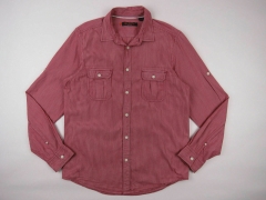 BEN SHERMAN SHIRT TOP ORIGINAL PREMIUM STRIPED BURGUNDY size M