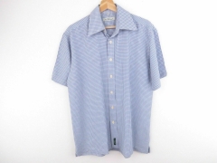 BEN SHERMAN SHIRT TOP SHORT SLEEVE BLUE CHECK ORIGINAL PREMIUM size 2/M