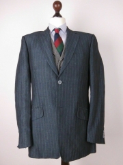 REMUS BLAZER JACKET ORIGINAL PREMIUM LINEN BLEND PINSTRIPED NAVY size 40