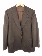DAKS VINTAGE BLAZER ORIGINAL PREMIUM WOOL + SILK BROWN SHINY size 44