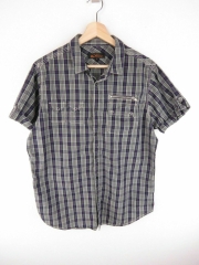 *BEN SHERMAN SHIRT TOP ORIGINAL PREMIUM SHORT SLEEVE CHECKED FADED size L