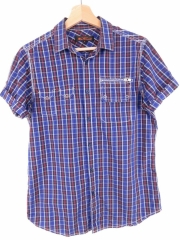 *BEN SHERMAN SHIRT TOP SHORT SLEEVE BLUE CHECK ORIGINAL PREMIUM size S