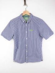 *SUPERDRY SHIRT TOP SHORT SLEEVE BLUE CHECK ORIGINAL PREMIUM size S