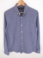 *JAEGER SHIRT TOP ORIGINAL PREMIUM VINTAGE FADED CHECKED BLUE size S