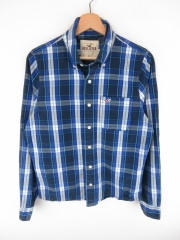 *HOLLISTER SHIRT TOP ORIGINAL PREMIUM CHECKED VINTAGE FADED BLUE size M