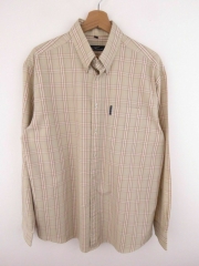 *BEN SHERMAN SHIRT TOP BEIGE CHECK ORIGINAL PREMIUM size 3/L 