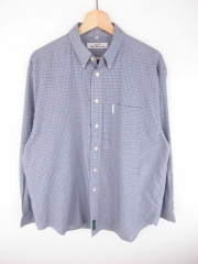 *BEN SHERMAN SHIRT TOP ORIGINAL PREMIUM CHECKED VINTAGE FADED BLUE size L