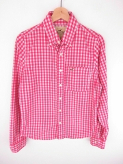 *HOLLISTER SHIRT TOP ORIGINAL PREMIUM VINTAGE FADED CHECKED PINK size S