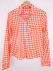 *HOLLISTER SHIRT CASUAL TOP ORANGE CHECK ORIGINAL CALIFORNIA size S