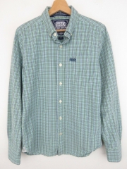 *SUPERDRY JPN SHIRT TOP GREEN CHECK ORIGINAL PREMIUM size S