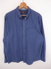 *BEN SHERMAN SHIRT TOP ORIGINAL PREMIUM VINTAGE FADED CHECKED BLUE size L