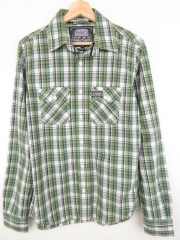 *SUPERDRY JPN SHIRT TOP GREEN CHECK ORIGINAL PREMIUM size M