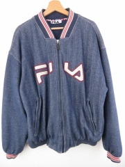 *FILA BOMBER JACKET VINTAGE BLUE ZIP ORIGINAL PREMIUM size XL