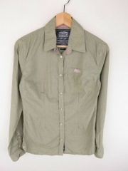 *SUPERDRY SHIRT TOP ORIGINAL PREMIUM CHECKED GREEN VINTAGE FADED size S
