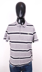 Lacoste Mens Polo Shirt Regular Fit Stirpes Grey size L