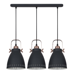Italux Lampa wisząca FRANKLIN czarna miedź 3x60W E27