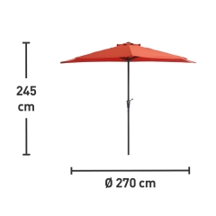 Półokrągły parasol balkonowy śr. 270 cm