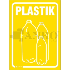 Brik Naklejka na kosz Plastik żółta 15 cm x 20 cm