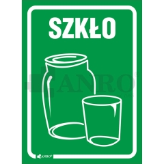 Brik Naklejka na kosz Szkło zielona 15 cm x 20 cm