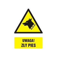Znak Uwaga zły pies mały