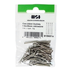Gwoździe tapicerskie z łbem kulistym nikiel 1,6 x 25 mm 30 g