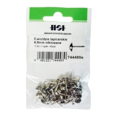 Gwoździe tapicerskie 6,5 mm niklowane 40 szt.