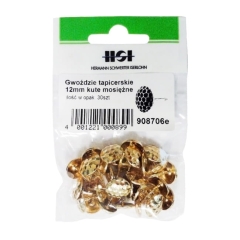 Gwoździe tapicerskie 12 mm kute mosiężne 30 szt.