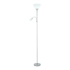 Lampa podłogowa E27 E14 srebrna