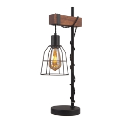 Lampa stołowa Reda 1 x 60 W E27 czarny / drewno